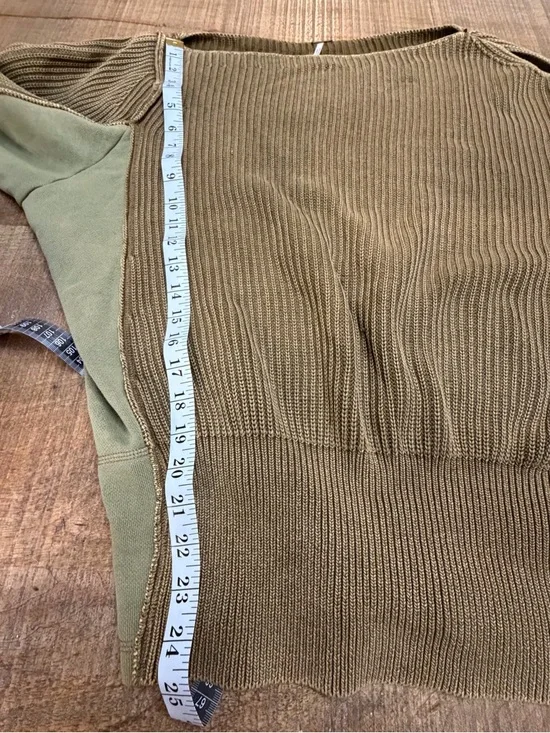 Free People Olive-Toned Ribbed Knit Sweater with Keyhole Shoulder - Picture 6 of 9